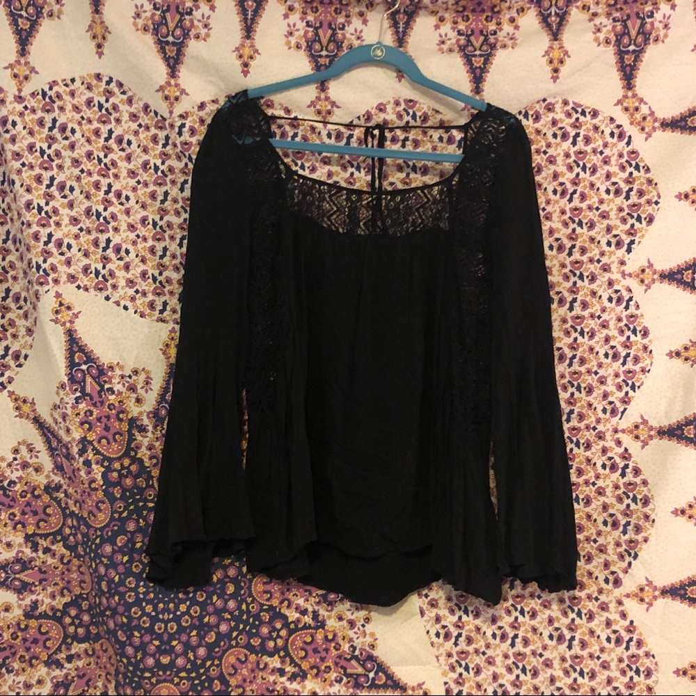 Long Sleeve Black Flowy Top